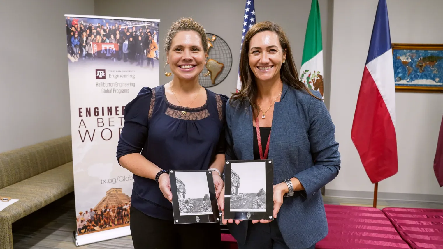 Pictured are Dr. Holly Hudson, Assoc. Vice President for Global Engagement/SIO and Dr. Maria Alves, Senior Director of Halliburton Engineering Global Programs.